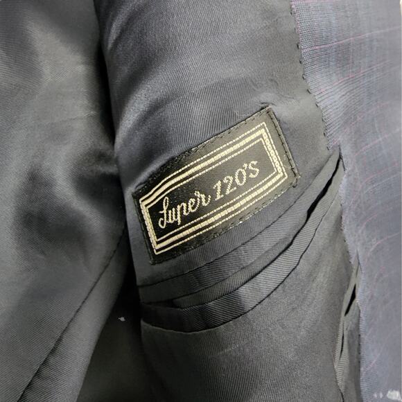 Canali Super 120s Wool Three Button Pin Stripe Blazer Navy Size 46R - Picture 7 of 8